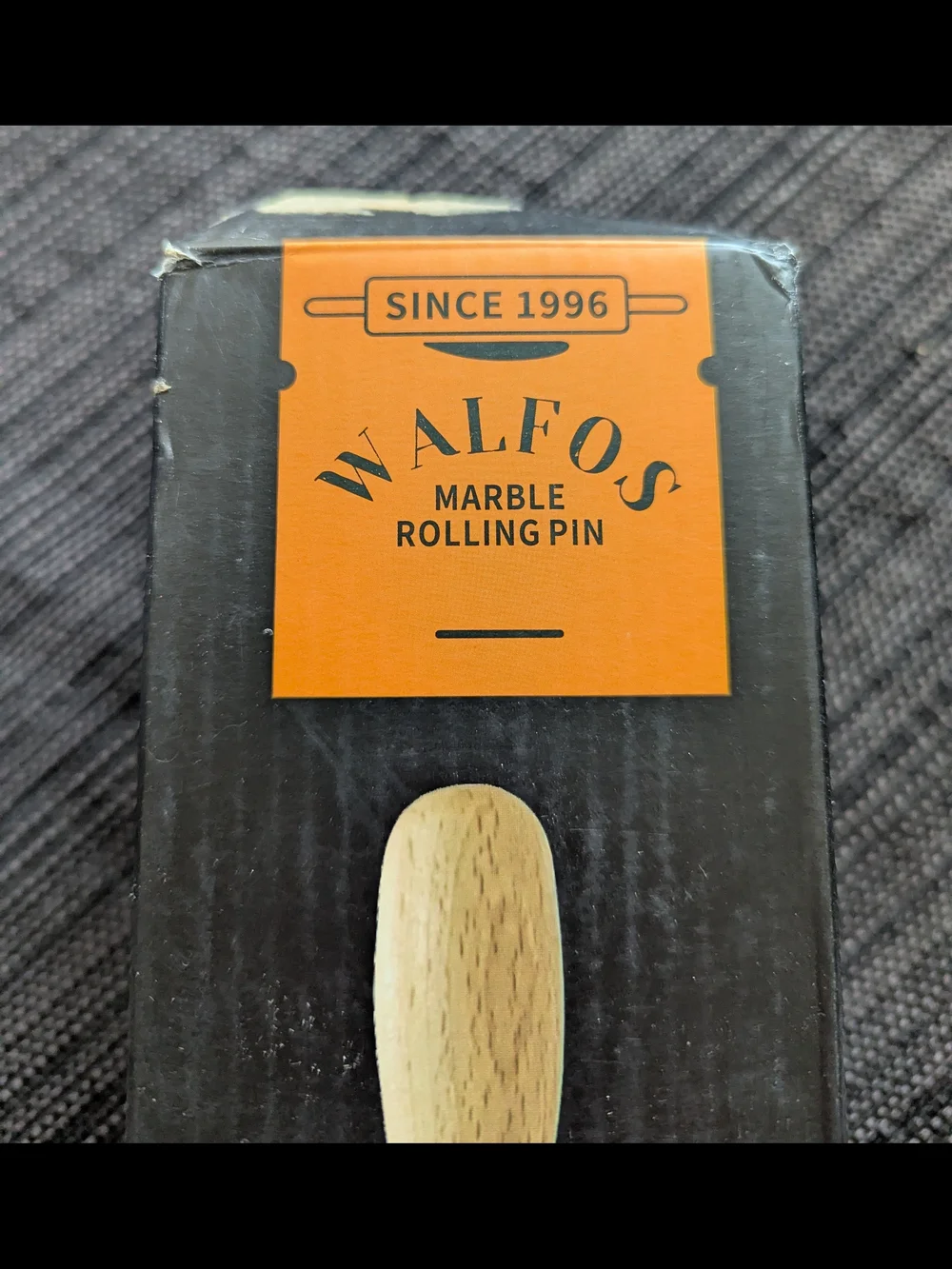 White Marble Rolling Pin with Wooden Handles - Smooth Durable Design
